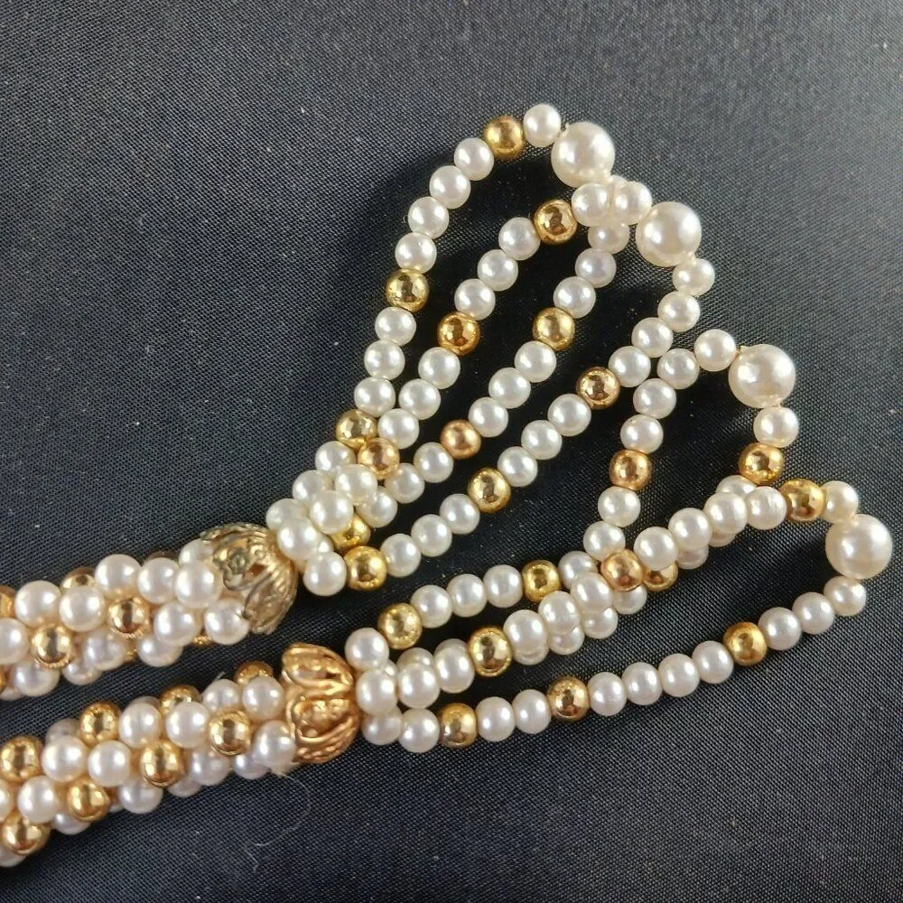 Vintage 52" Beaded Goldtone Necklace /Belt - Picture 3 of 4